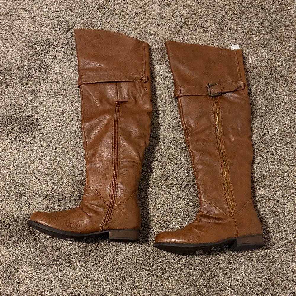 BAMBOO Tan Over the Knee Boots